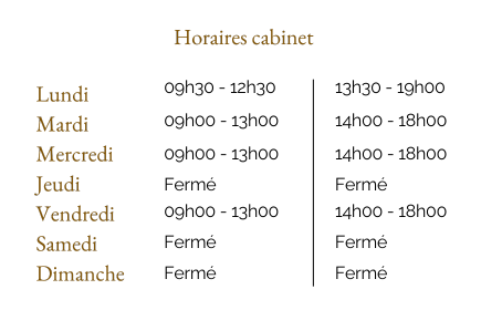 Horaires cabinet